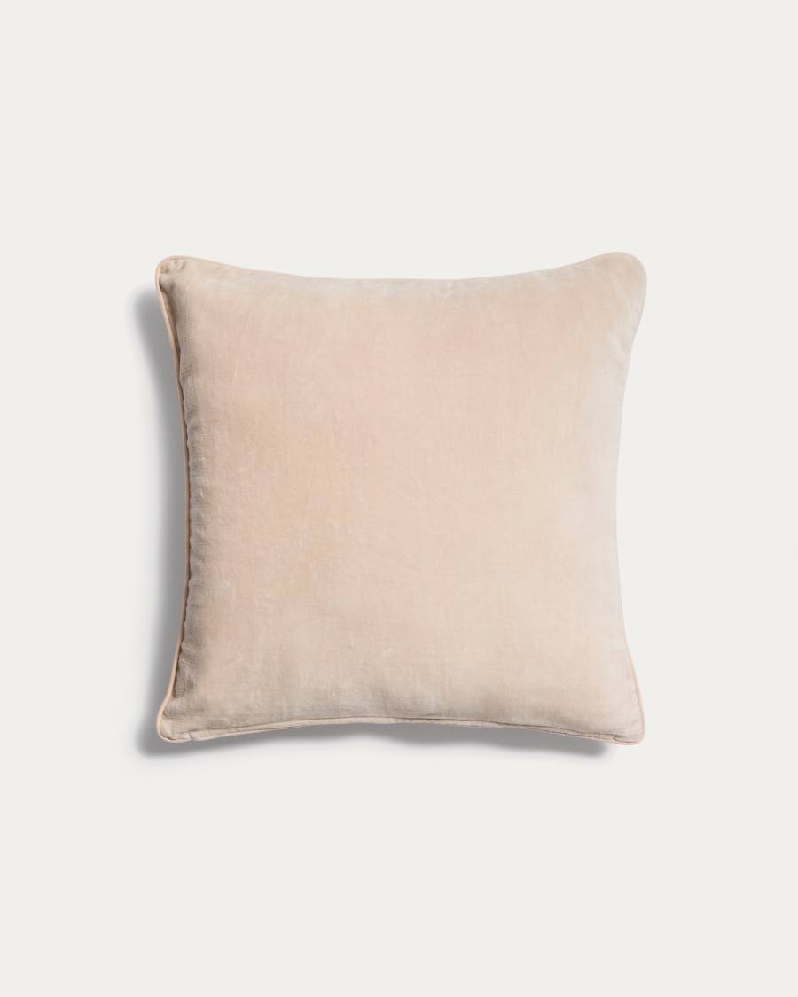 Ovelin beige and ecru velvet cushion cover 45 x 45 cm