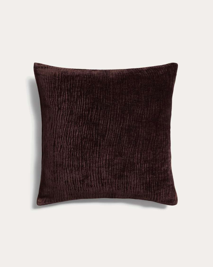 Vori 100% cotton brown wrinkled effect cushion cover 50 x 50 cm