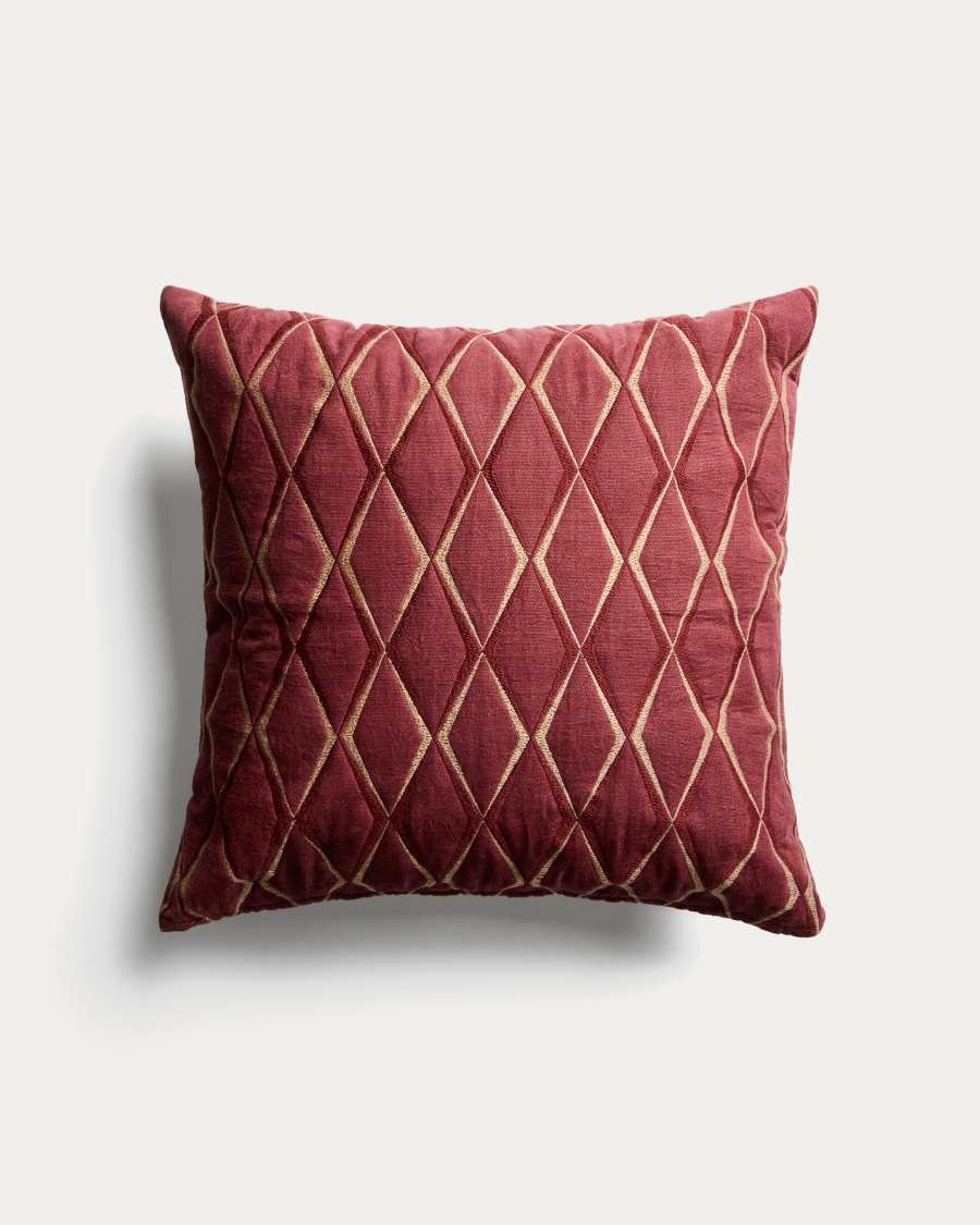 Branel microvelvet cushion cover with maroon embroidery 45 x 45 cm