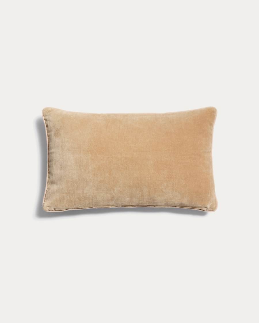 Ovelin green and ecru velvet cushion cover 30 x 50 cm