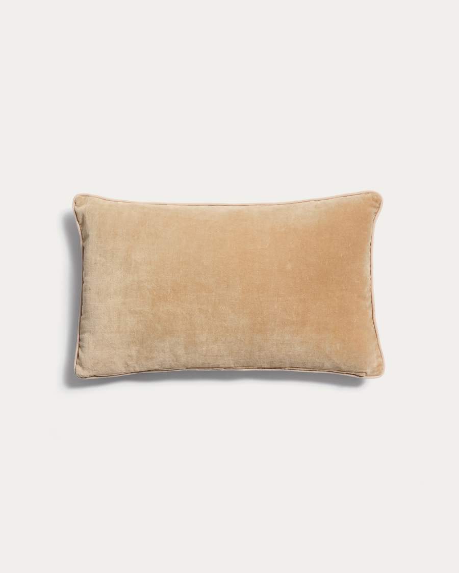 Ovelin maroon and ecru velvet cushion cover 30 x 50 cm