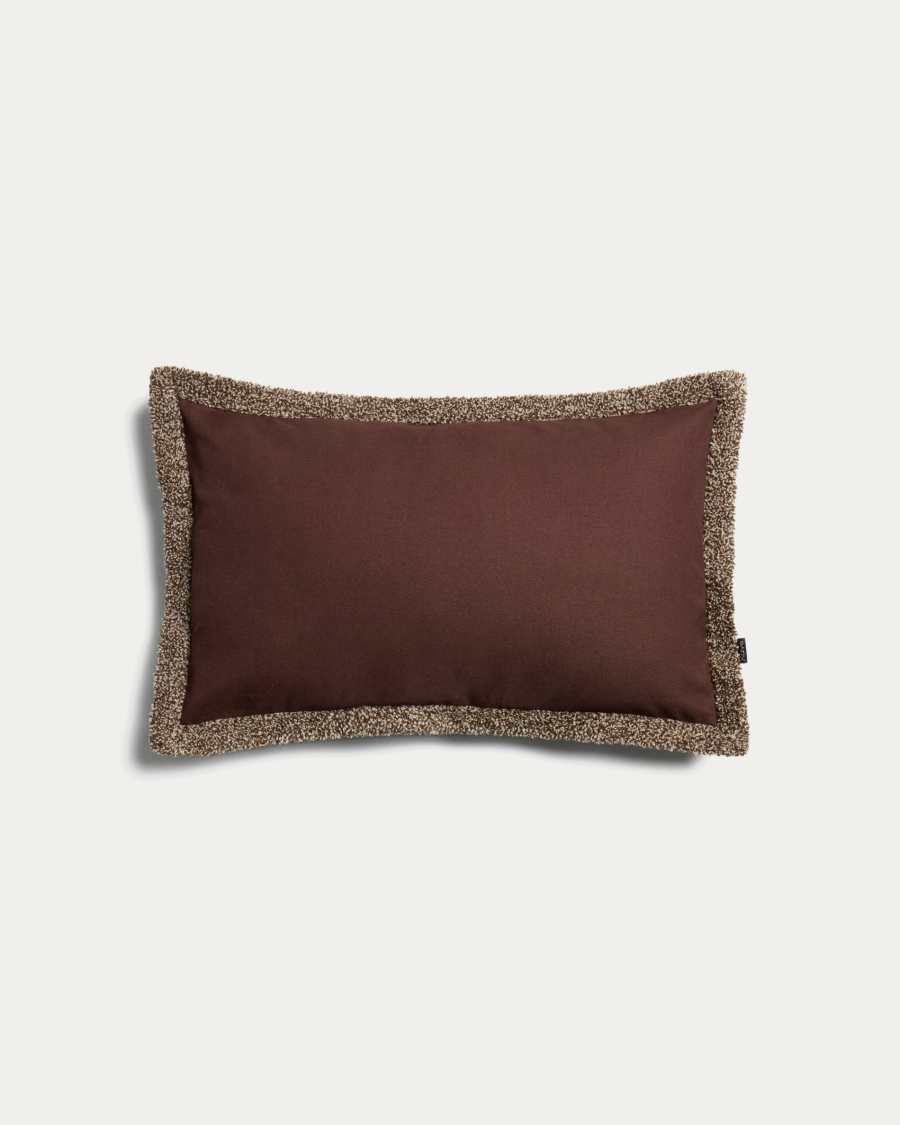 Olinan cushion cover with brown bouclé detailing 30 x 50 cm