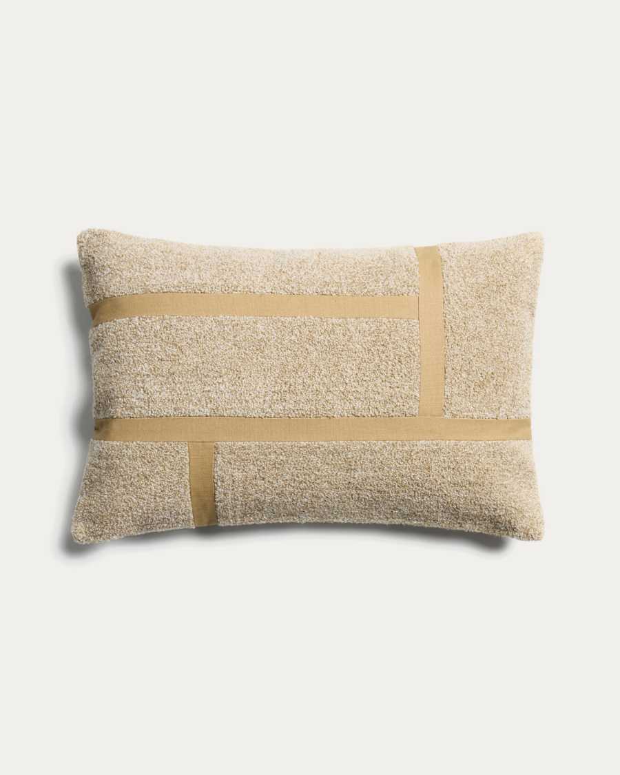 Lomel micro bouclé cushion cover with ecru graphic detailing 40 x 60 cm