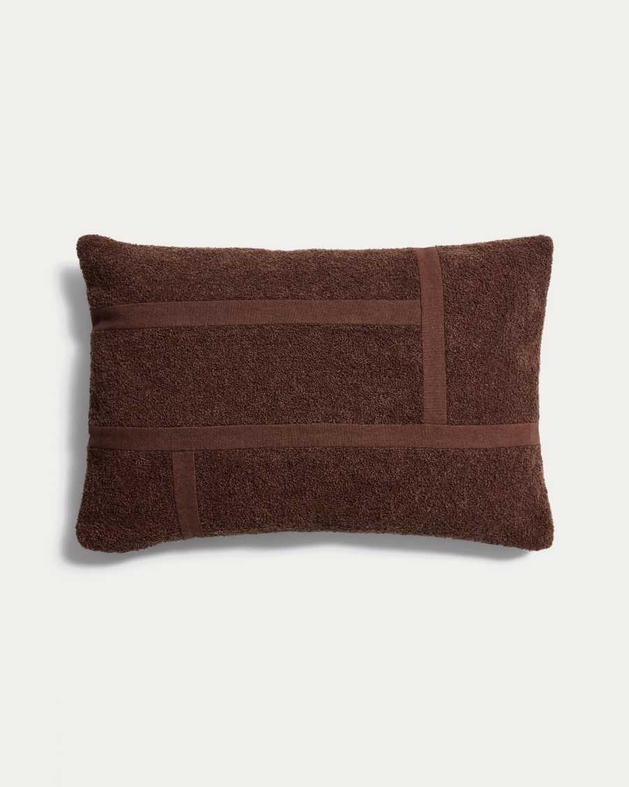 Lomel micro bouclé cushion cover with brown graphic detailing 40 x 60 cm