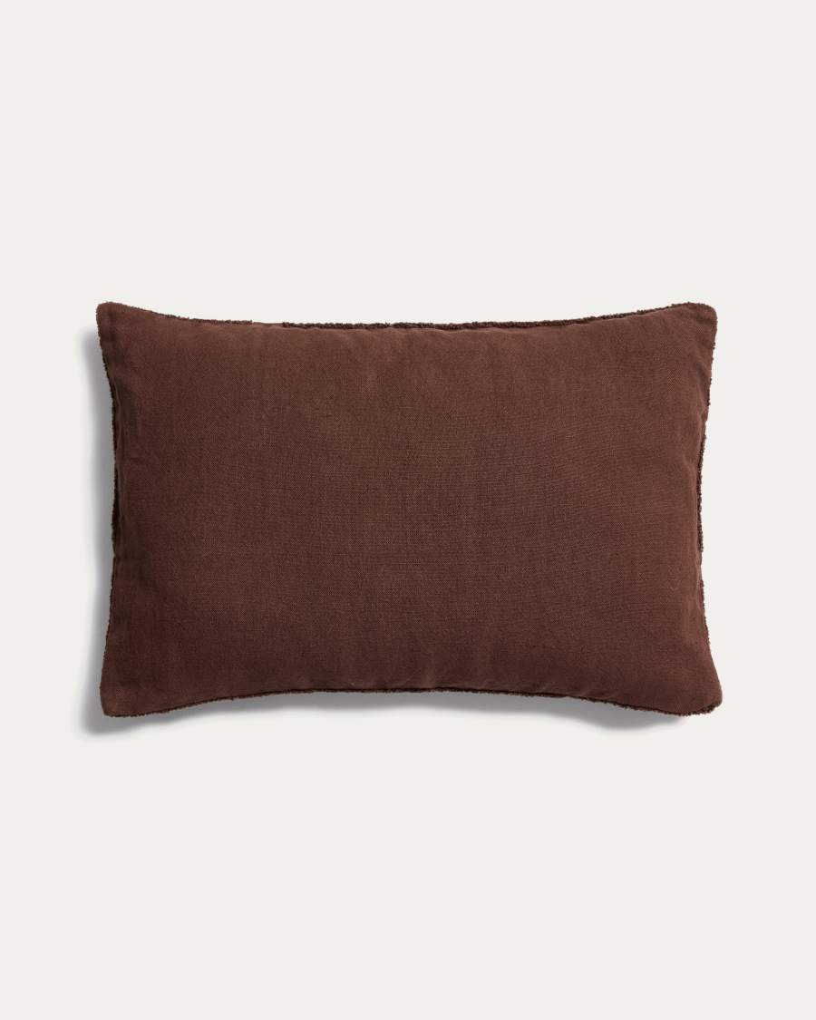 Lomel micro bouclé cushion cover with brown graphic detailing 40 x 60 cm