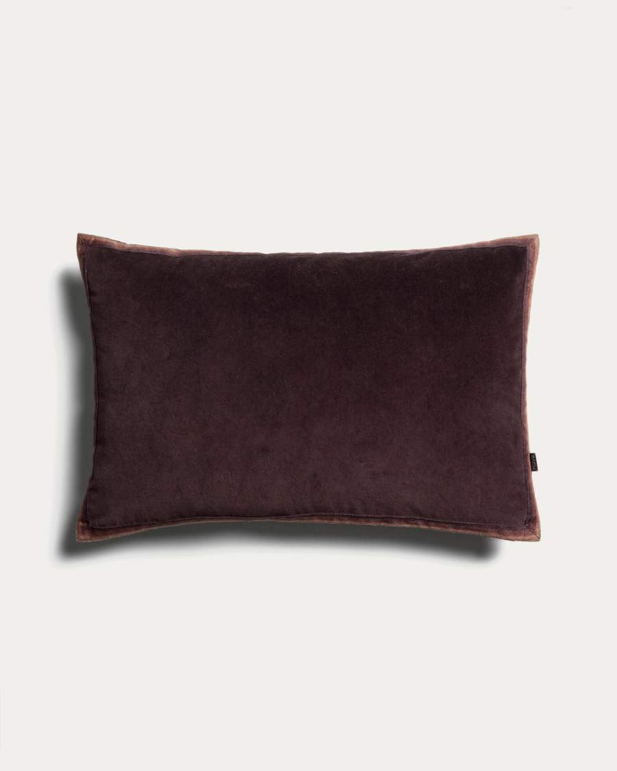 Niroi 100% brown velvet cotton cushion cover with ribbon detail 40 x 60 cm