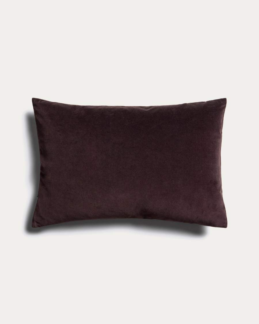 Niroi 100% brown velvet cotton cushion cover with ribbon detail 40 x 60 cm