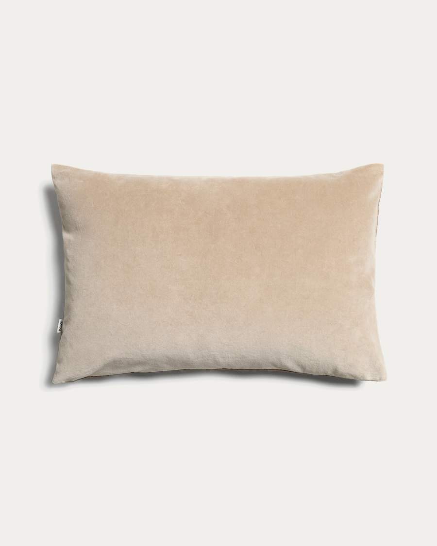Niroi 100% beige velvet cotton cushion cover with ribbon detail 40 x 60 cm
