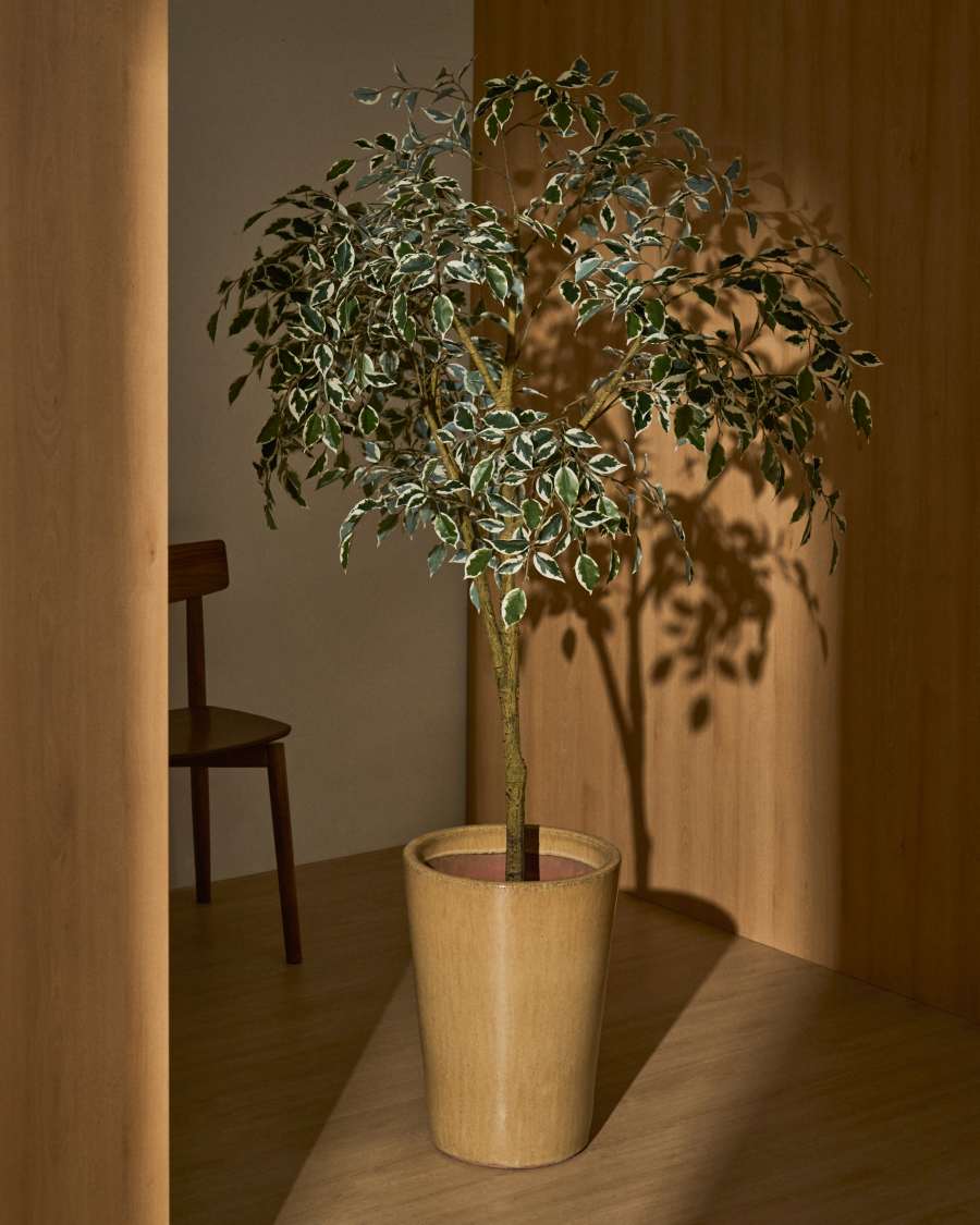 Künstlicher Baum Ficus Benjamina mit schwarzem Blumentopf, 180 cm
