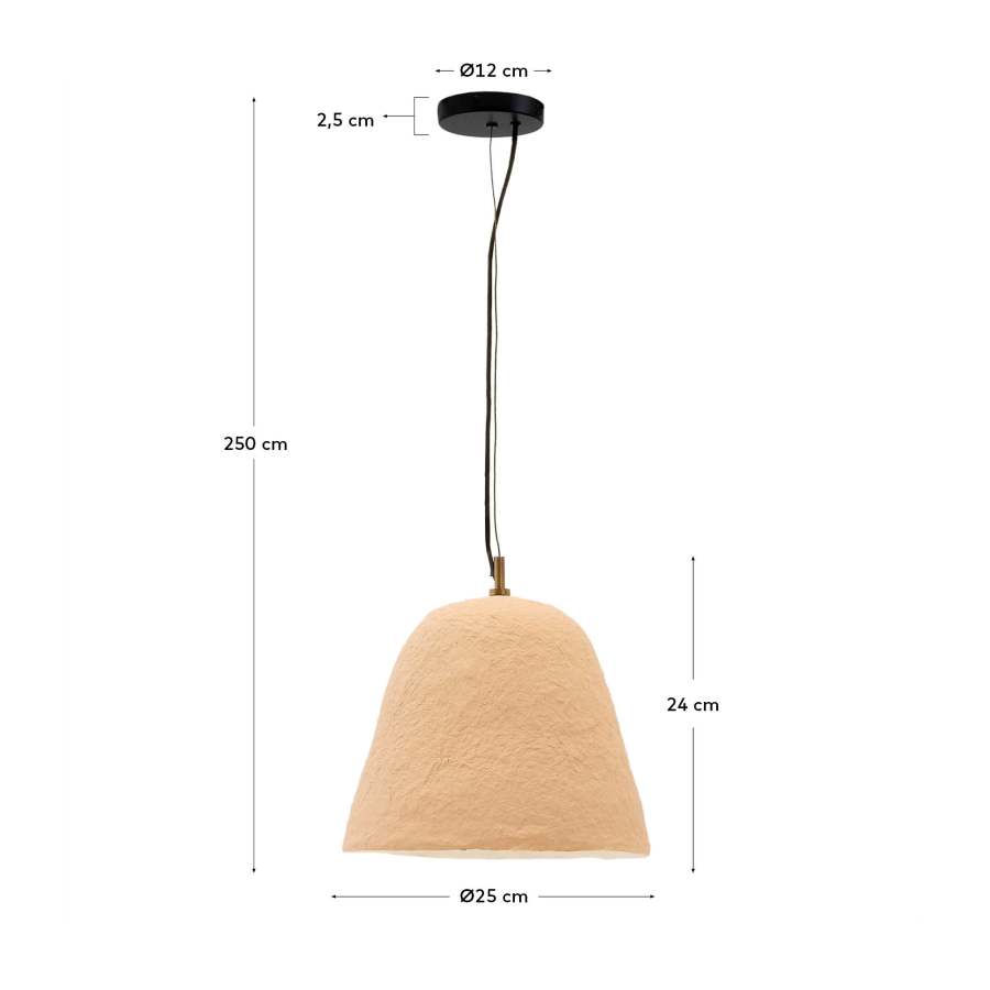 Lisora ceiling lamp in beige papier-mâché Ø25cm