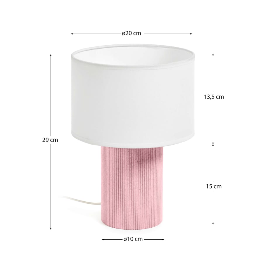 Bianella cotton and pink corduroy table lamp