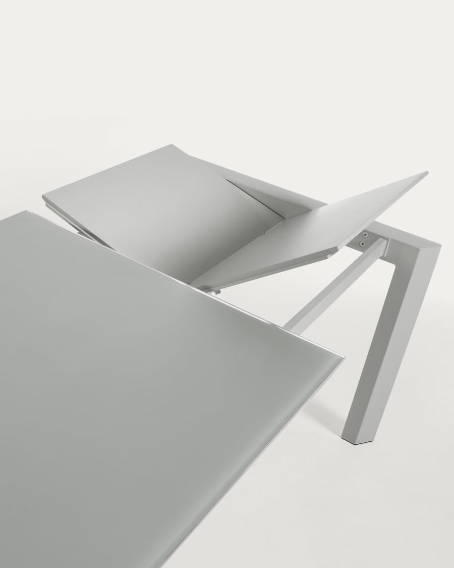 Axis grey glass extendable table with grey steel legs 140 (200) cm