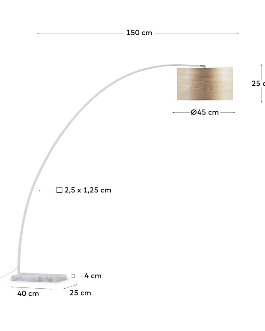 Juhe floor lamp in in ash wood veneer, steel and white marble UK adapter