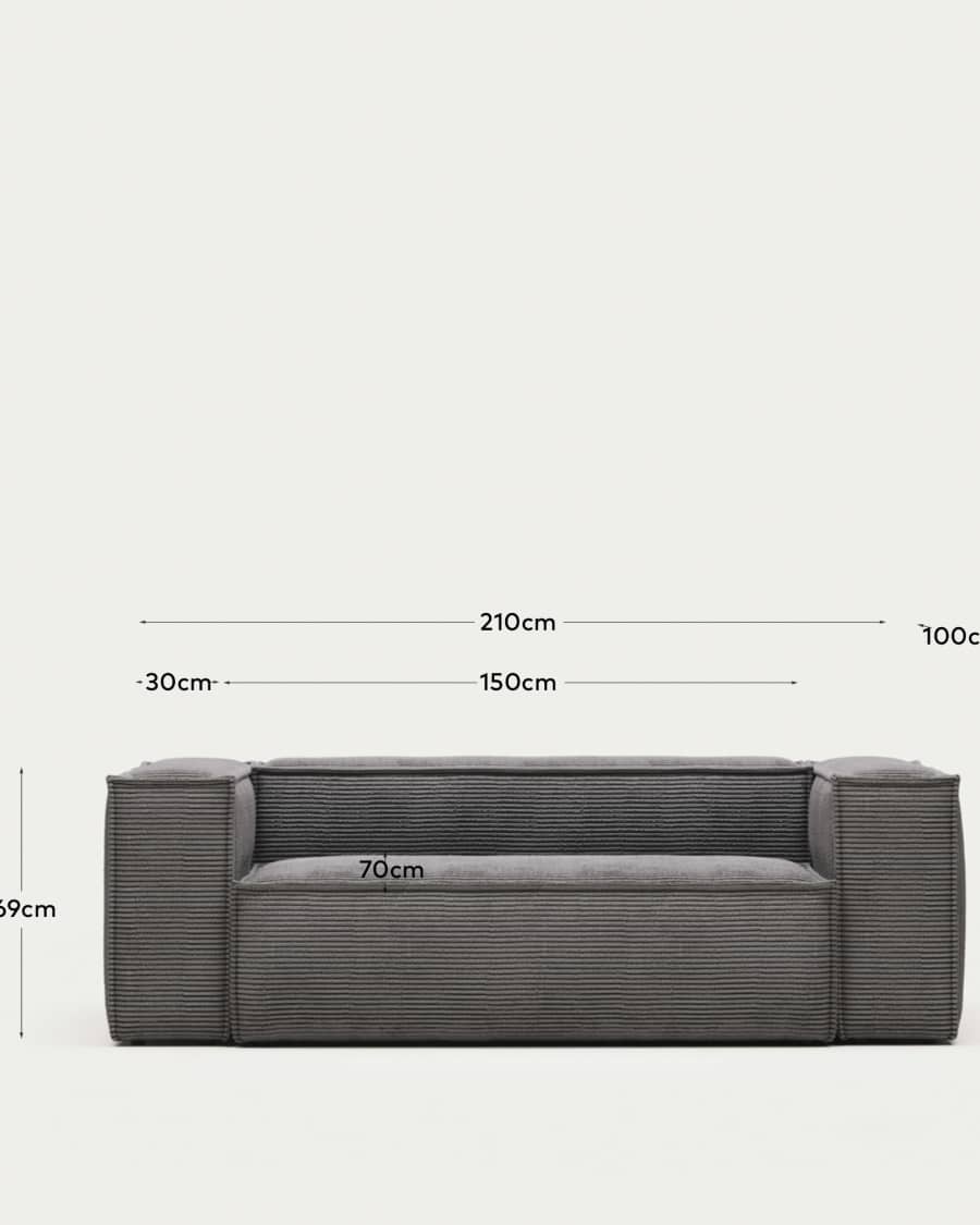 3θ καναπές Blok, χοντρό κοτλέ ροζ, 240εκ FR