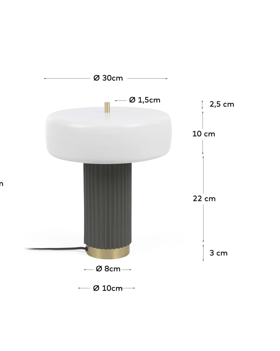 Μεταλλικό επιτραπέζιο φωτιστικό Serenella, λευκό καπέλο και πράσινο μεταλλικό φινίρισμα (UK).