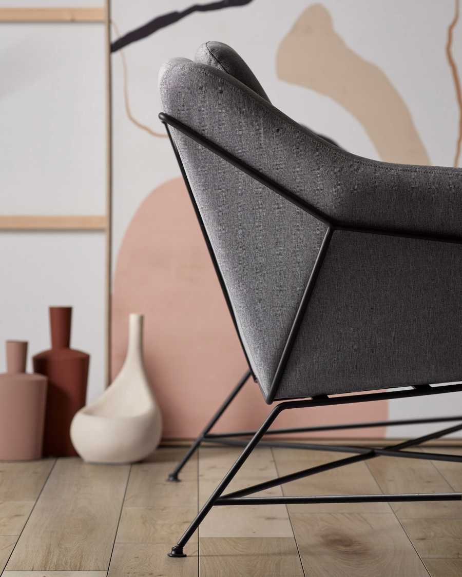 Brida 2 seater sofa in dark grey, 128 cm