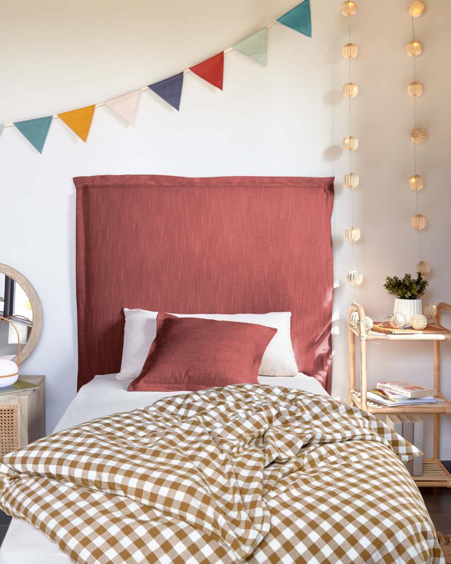 Κεφαλάρι Tanit με αποσπώμενο κάλυμμα, καφέ λινό, για κρεβάτια 90εκ