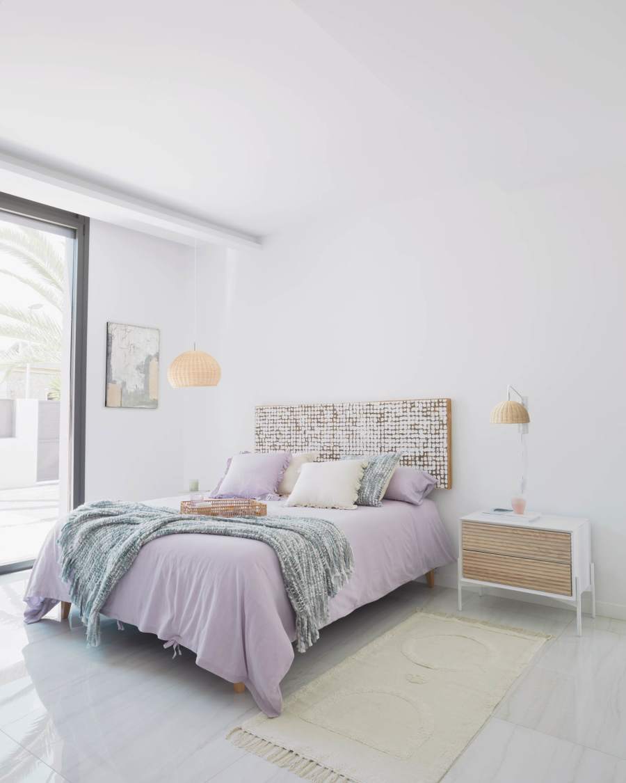 Marielle bedside table made from ash wood with white lacquer 64 x 54 cm