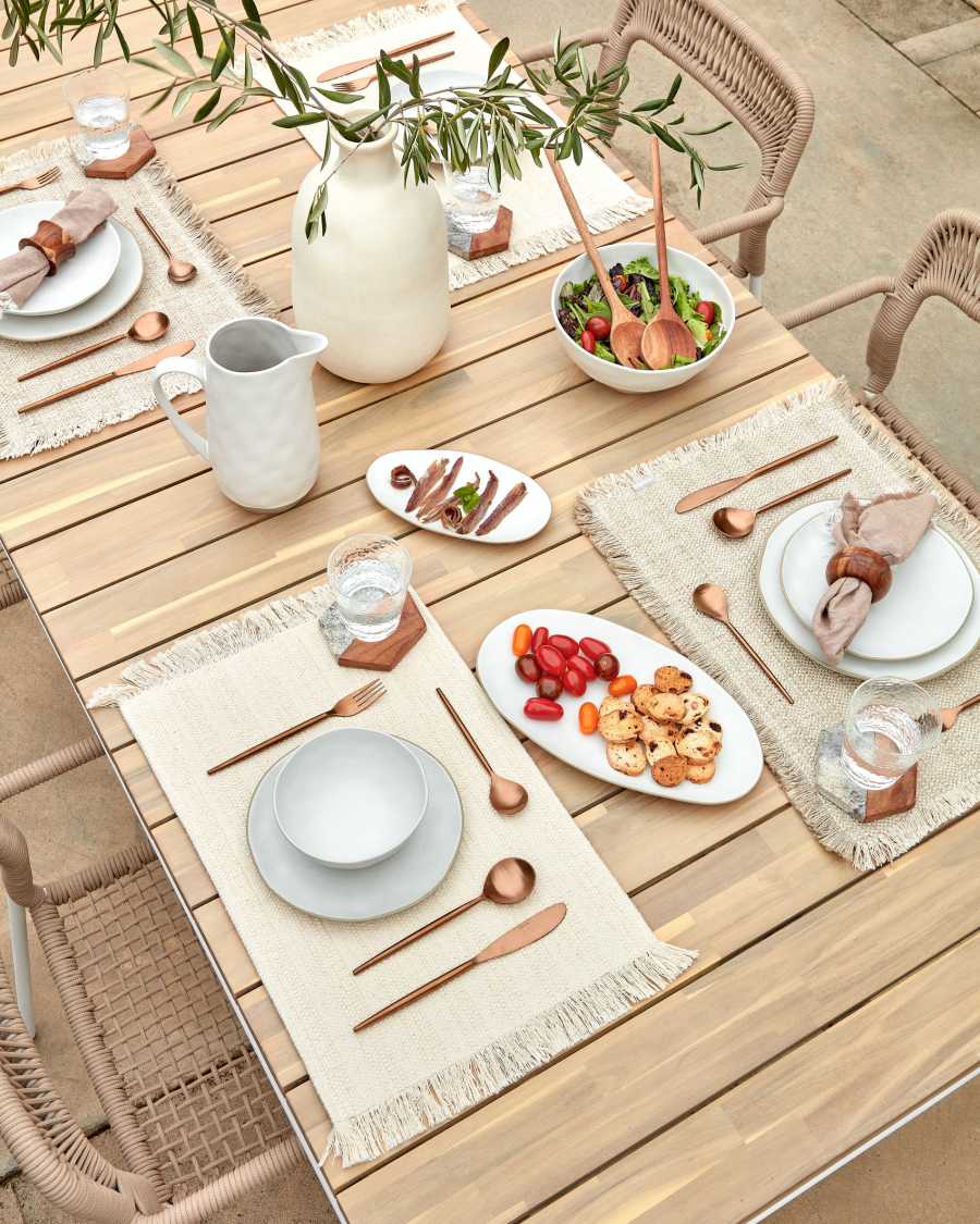 Set Ryba de 2 travessas de porcelana branco e castanho