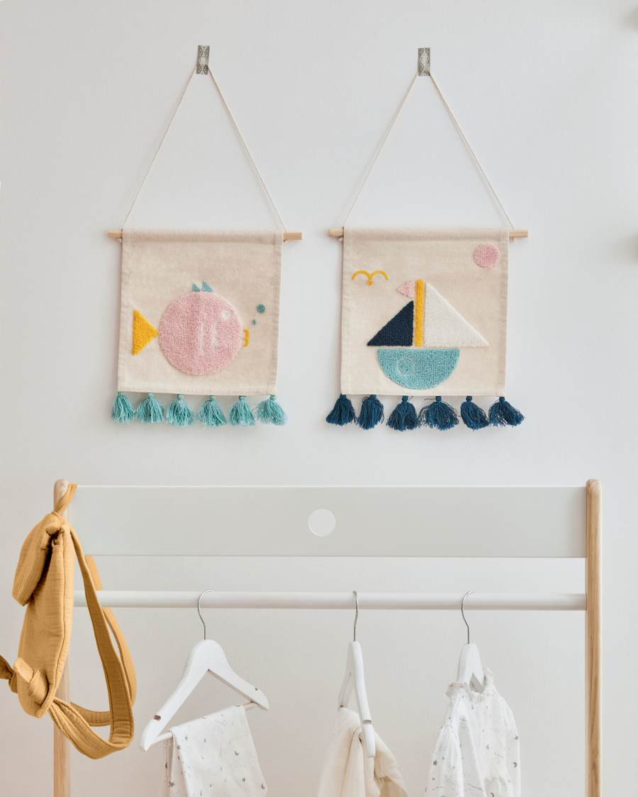 Ταπισερί Delmare με ιστιοφόρο, βαμβάκι, πολύχρωμο, 25 x 25 εκ