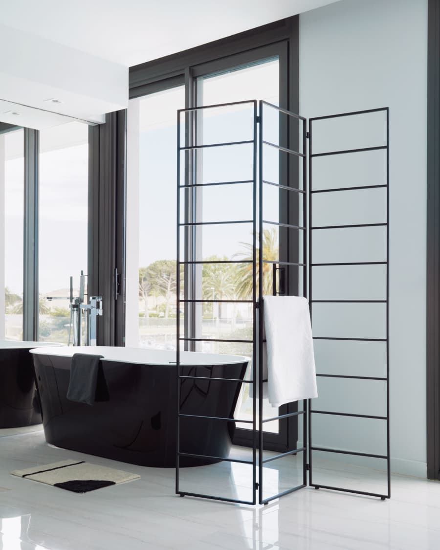 Paravento Ondine in metallo nero 124,5 x 184 cm