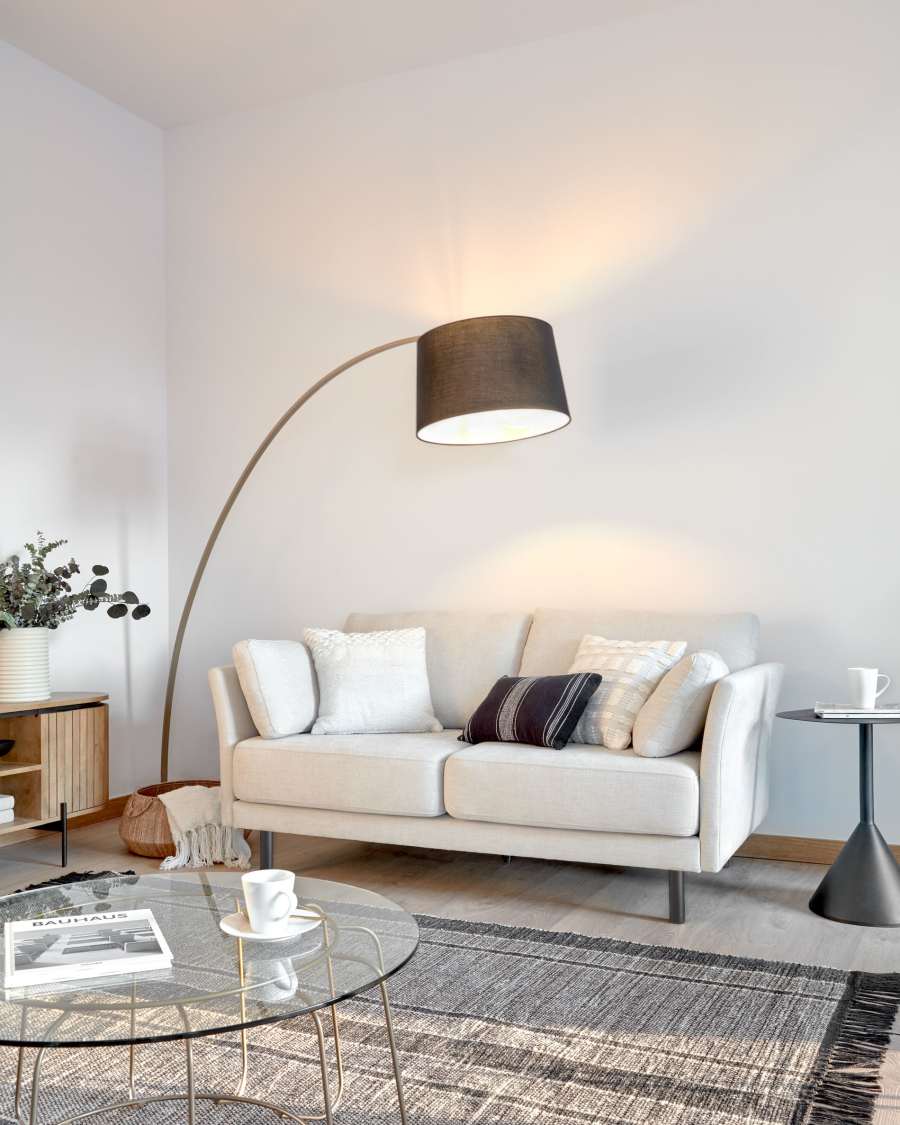 Juhe floor lamp in gold steel and black marble UK adapter