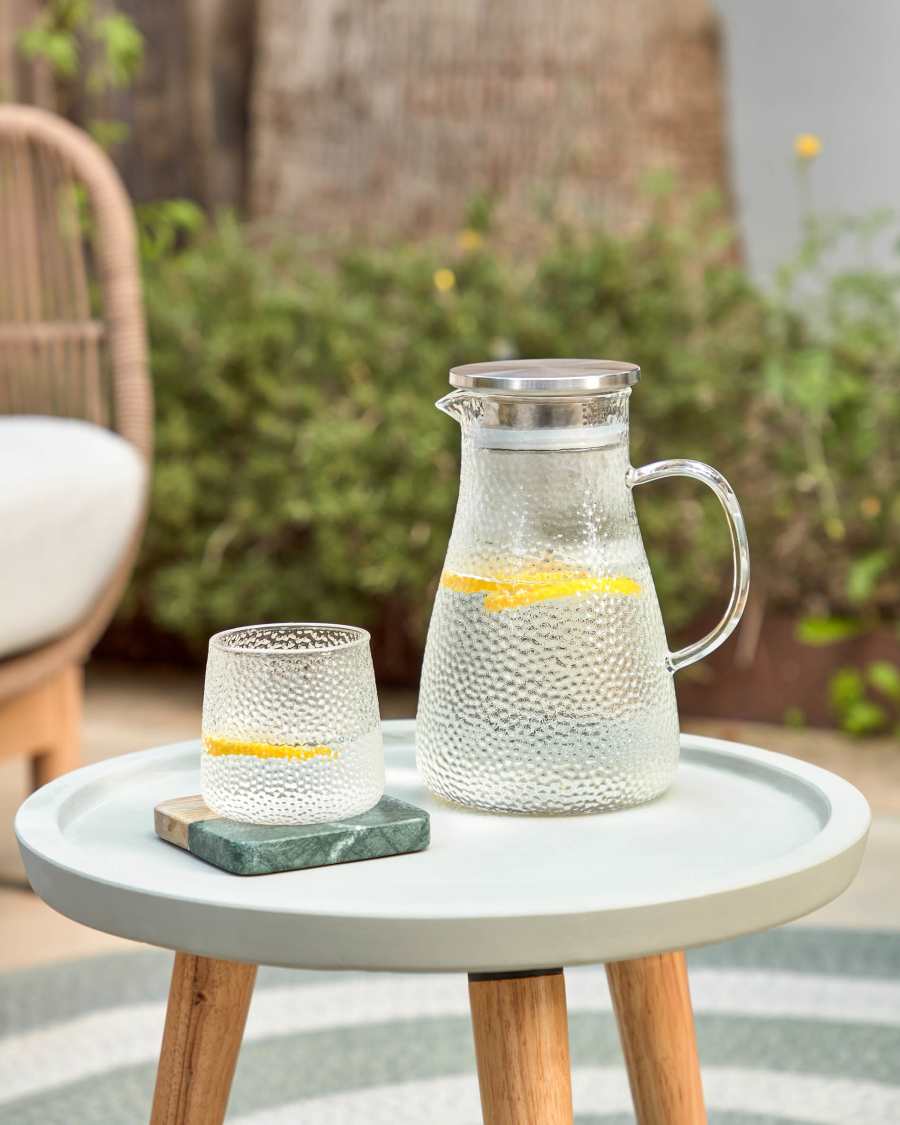 Set Wilmina de 4 dessous de verre en pierre verte et bois