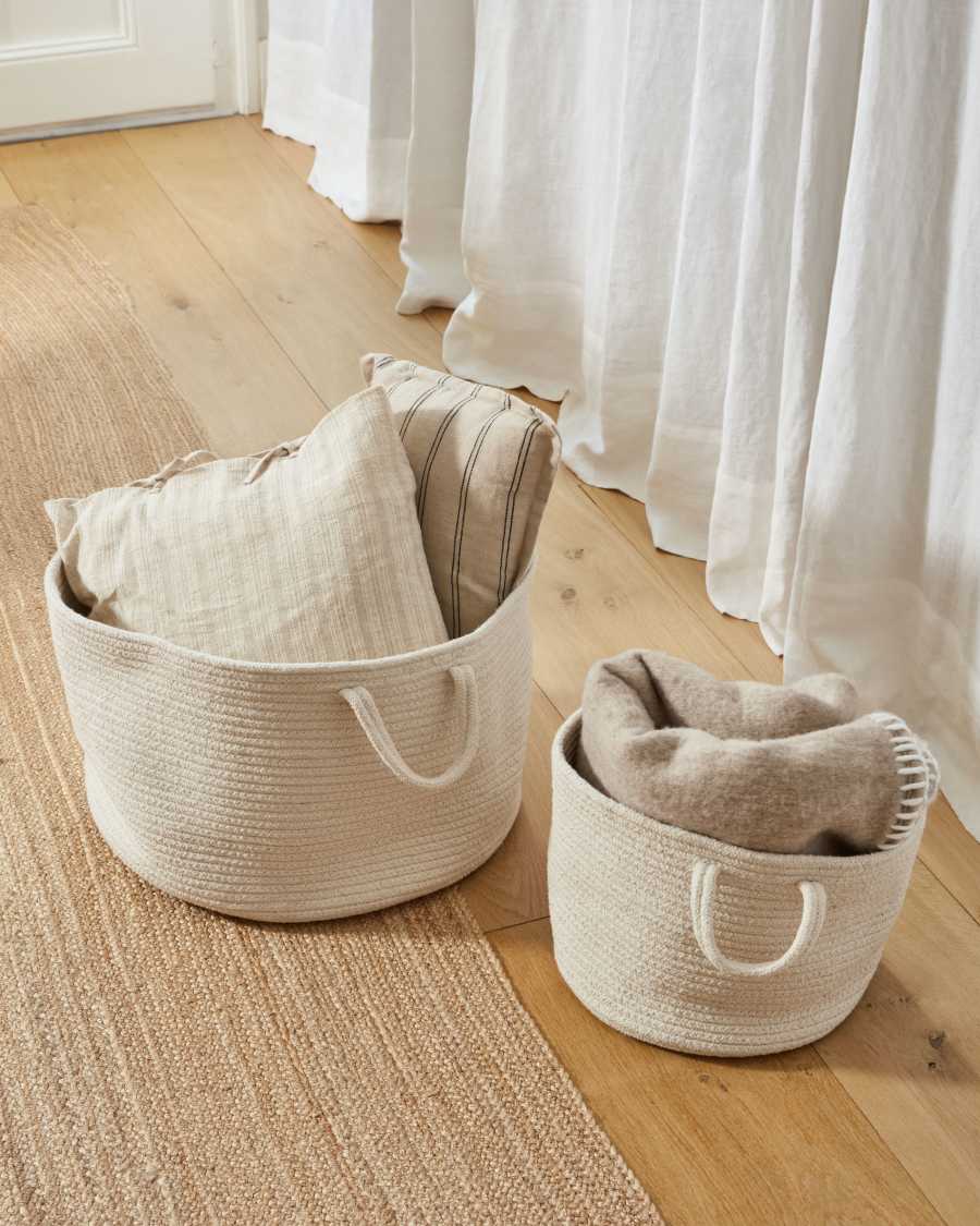 Acsa Set aus 2 weißen Baumwollkörben