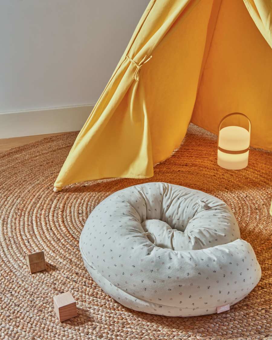 Darlyn 100% mustard cotton tipi with solid pine wood legs