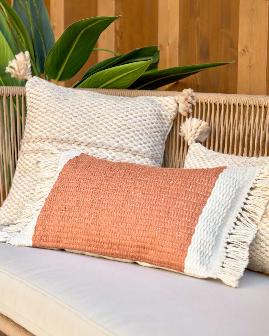 Isaura cushion cover 100% PET in terracotta 30 x 50 cm