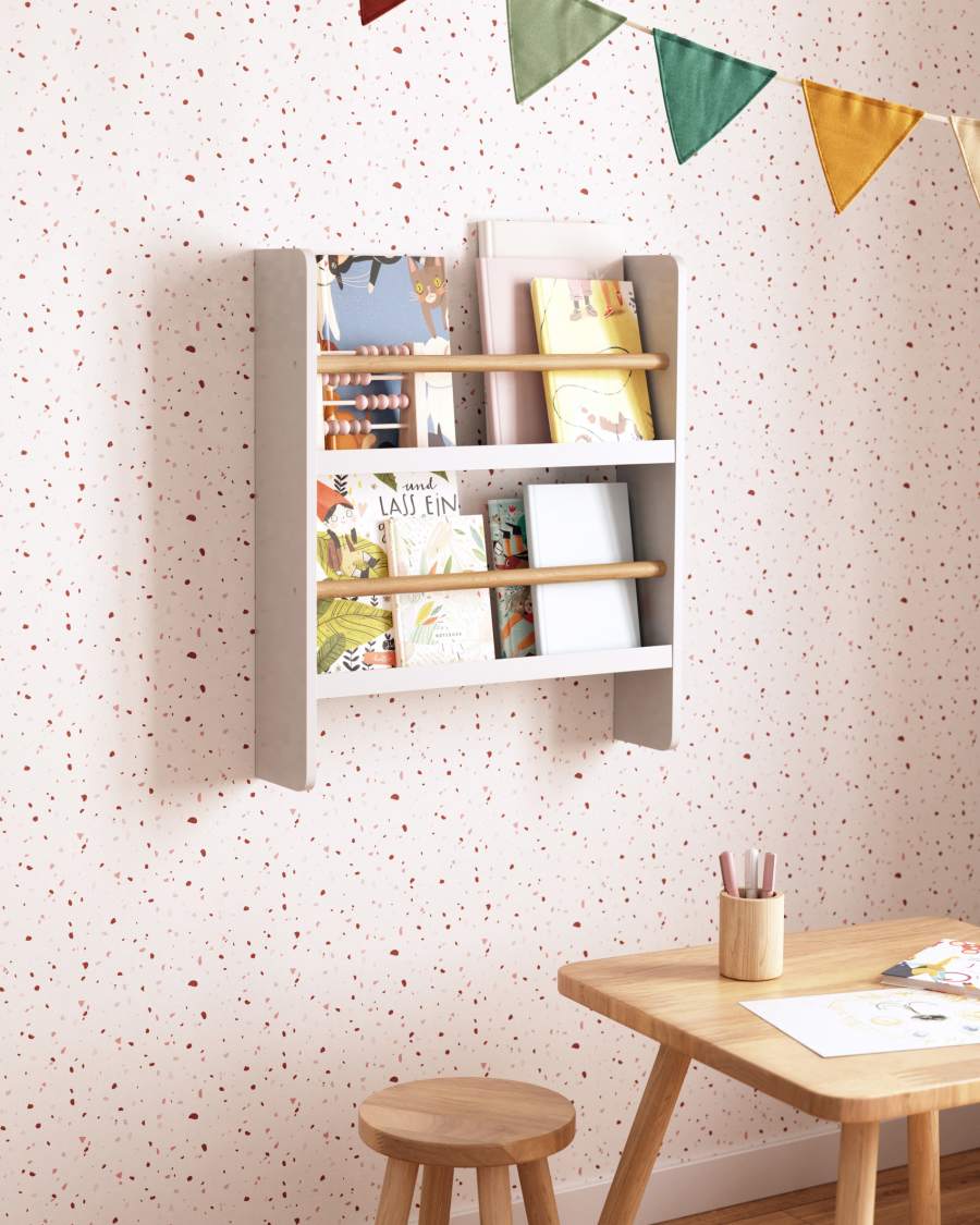 Gopi Regal massives Kiefernholz mit Finish in Natur und Weiß 50 x 60 cm