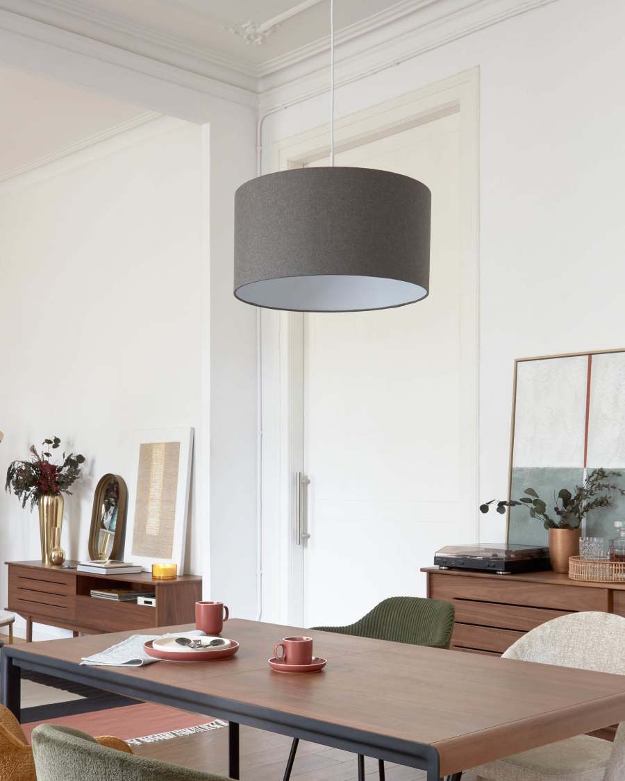 Nazli small linen ceiling light shade with grey finish Ø 40 cm