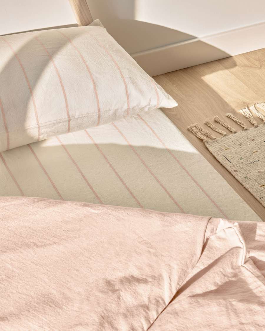 Σετ κλινοσκεπασμάτων Gaitana, 100% βαμβάκι GOTS, ροζ 90 x 190 εκ