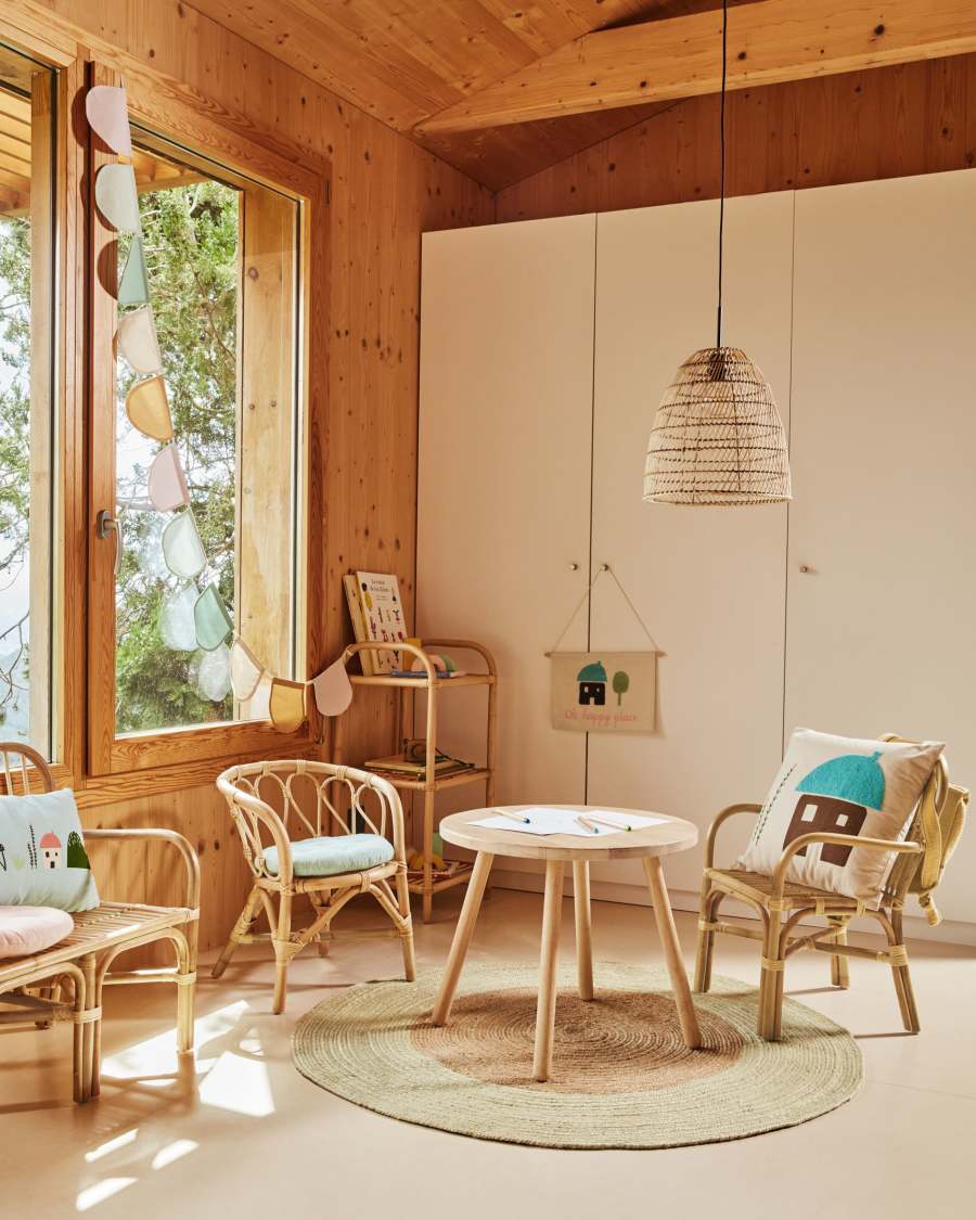 Dunya ceiling light shade in 100% rattan with natural finish Ø 35 cm