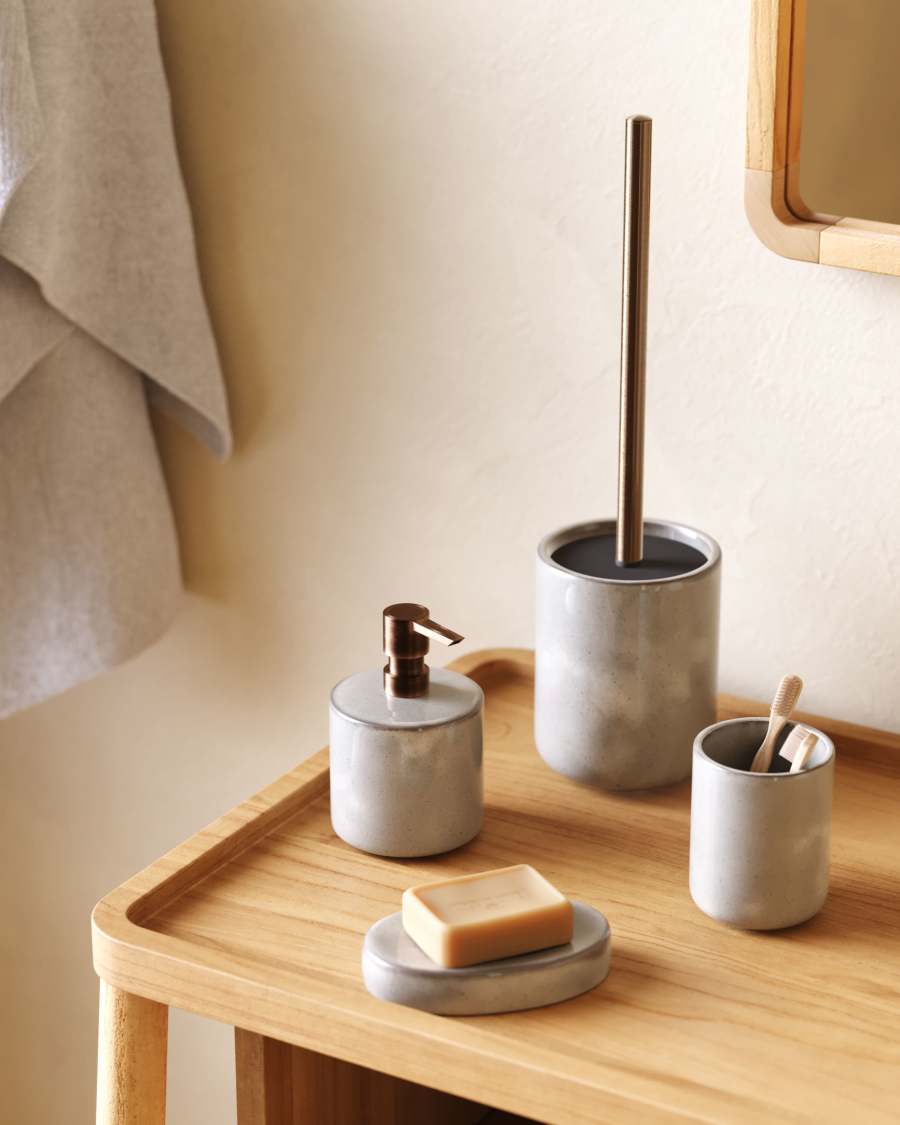 Chavela grey ceramic soap dish