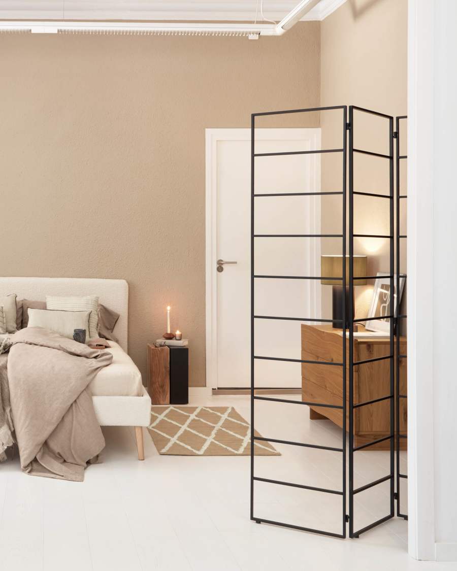 Paravento Ondine in metallo nero 124,5 x 184 cm