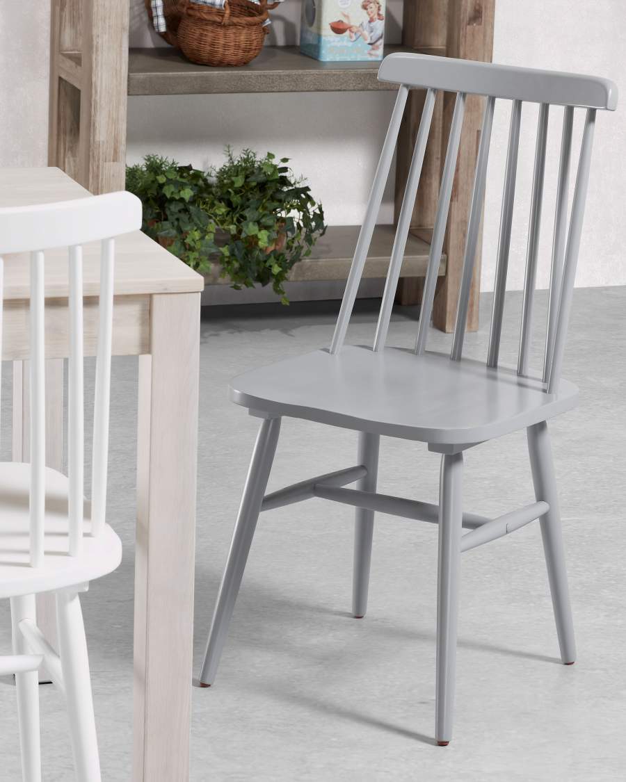 Tressia MDF and solid rubber wood chair with grey lacquer