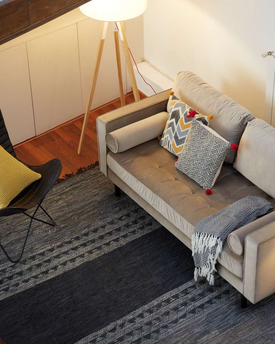 Debra 2 seater sofa in beige velvet, 182 cm