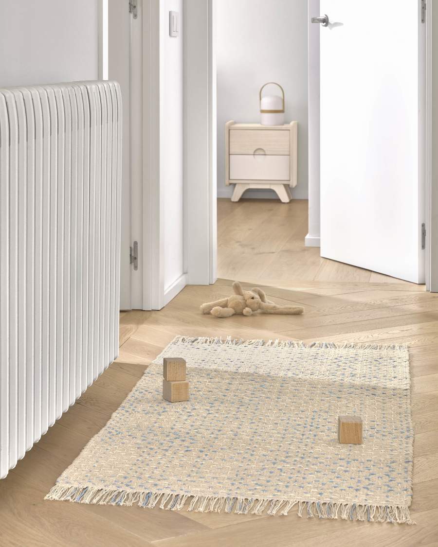 Tapis Nur 100% coton (GOTS) bleu 70 x 140 cm