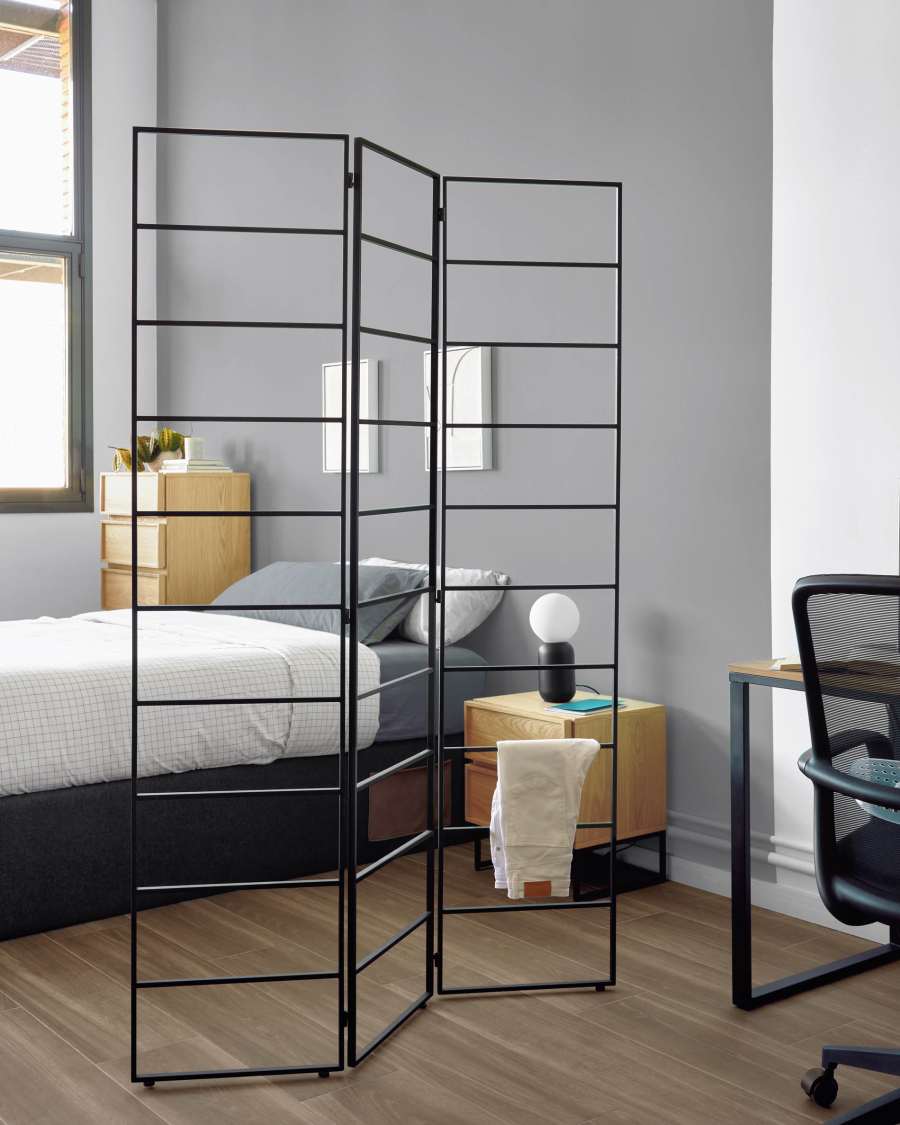 Paravento Ondine in metallo nero 124,5 x 184 cm