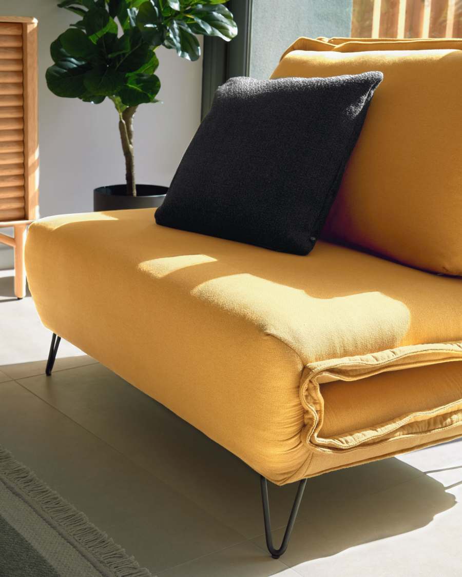 2θ καναπές-κρεβάτι Miski, μουσταρδί, 105εκ