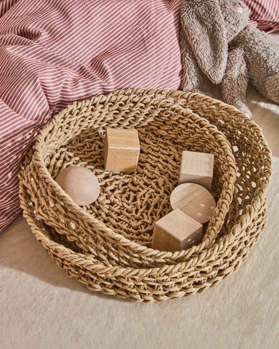 Evelina set of 2 round trays in 100% paper with natural finish