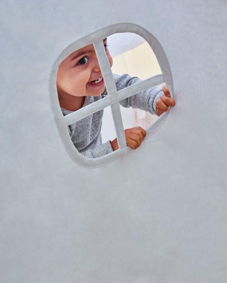 Σκηνή Darlyn, 100% βαμβακερό, μπλε και μασίφ ξύλο πεύκου