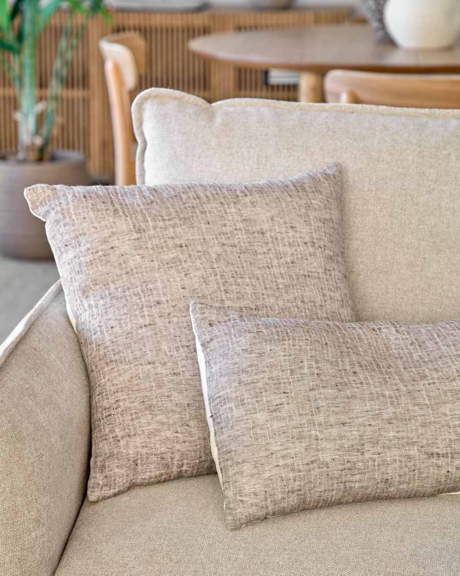 Casilda linen and cotton cushion cover in brown 45 x 45 cm