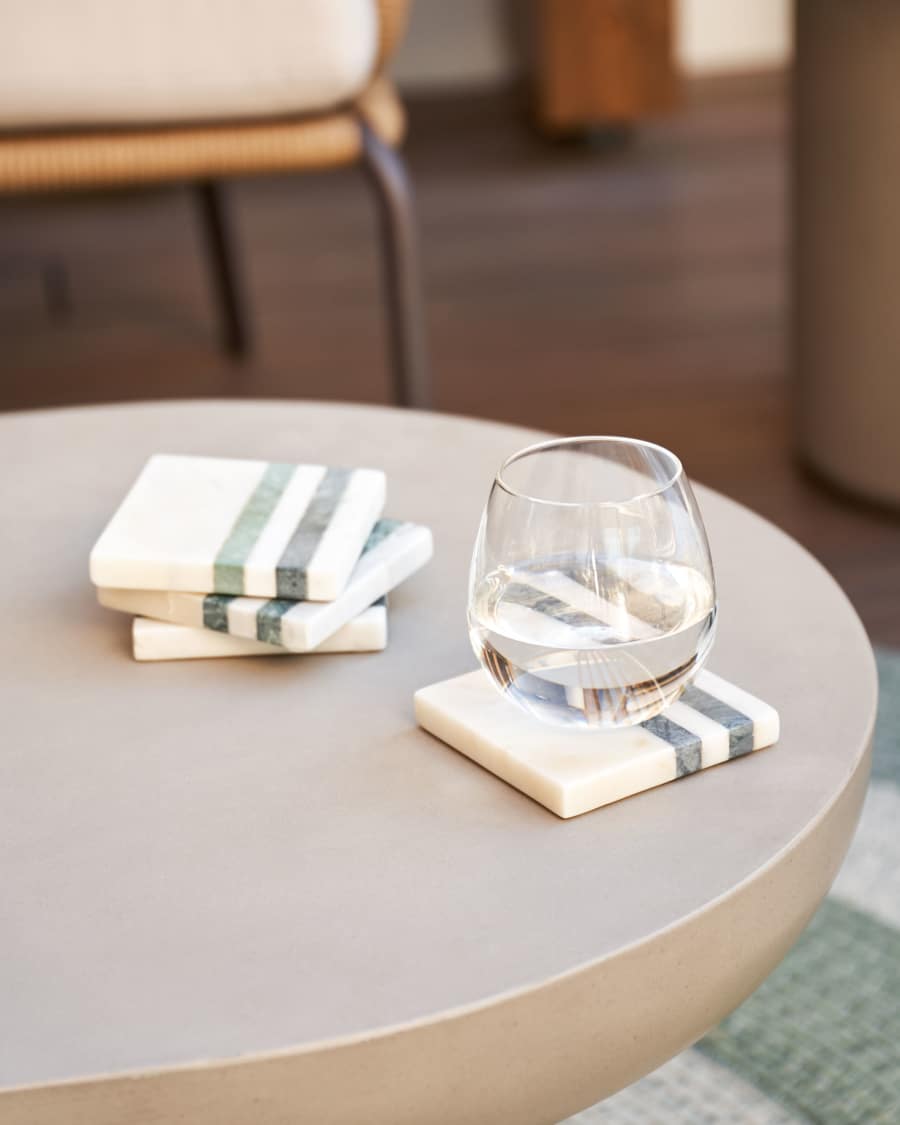 Bergman set of 4 coasters in green and white marble