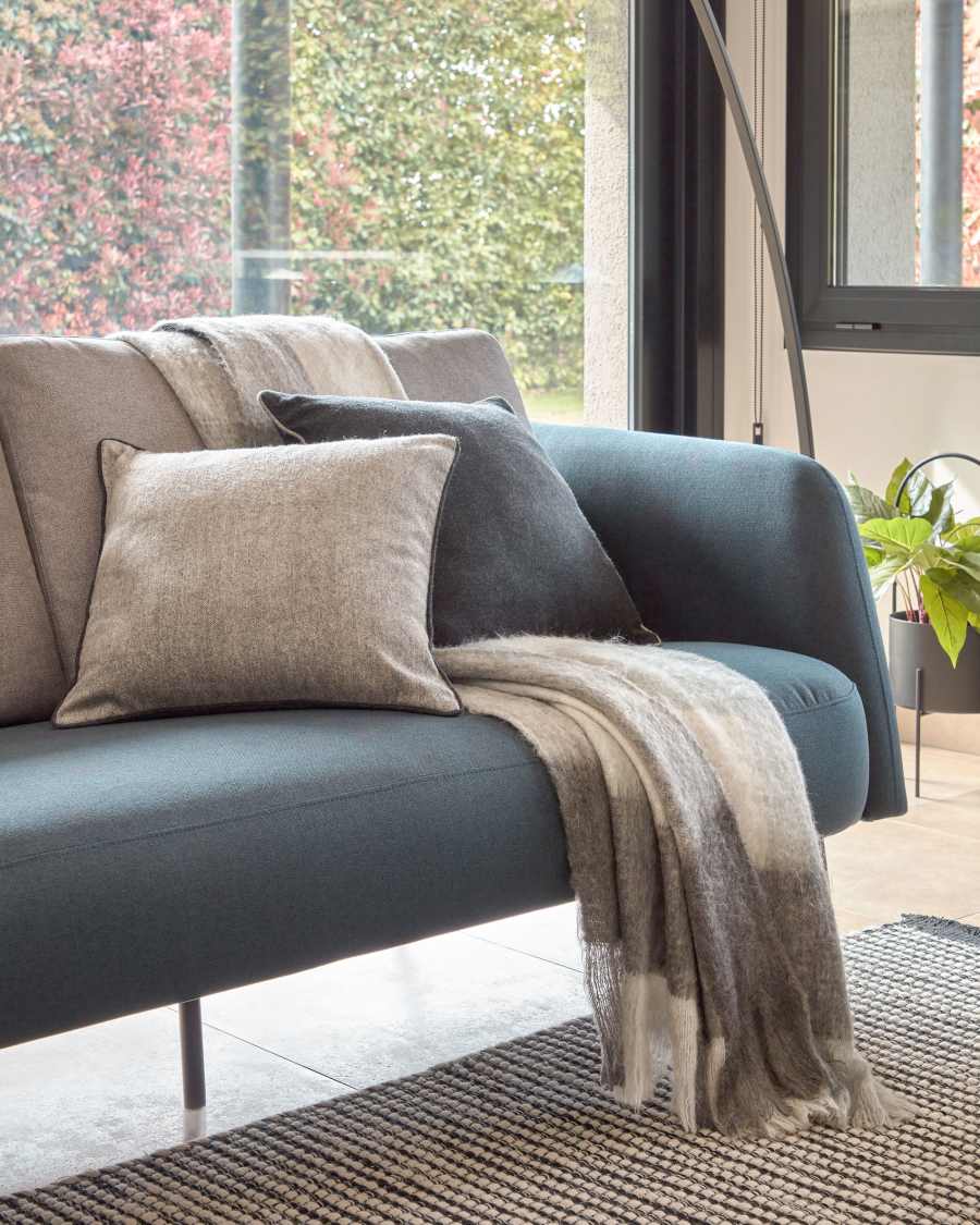 Catarina white and grey check blanket 125 x 150 cm