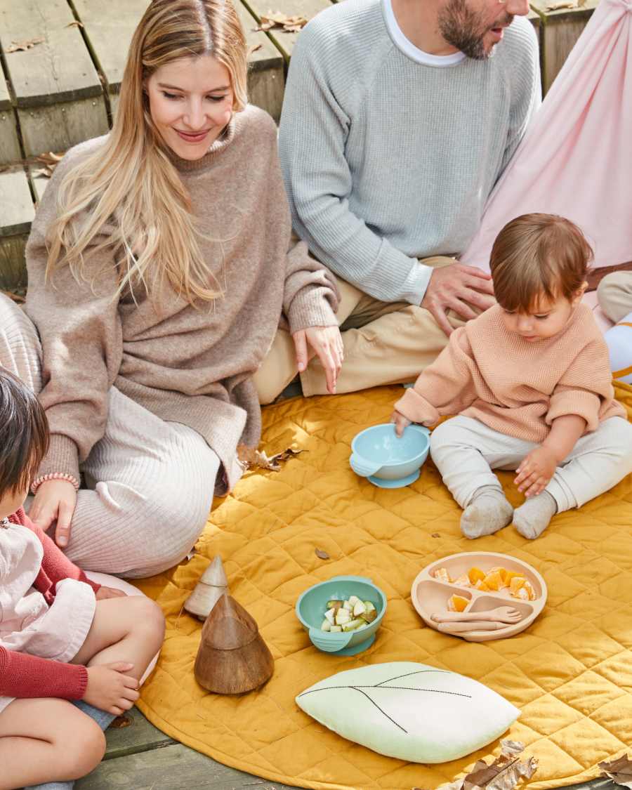 Coussin de sol Etelvina 100% coton bio GOTS moutarde Ø 110cm