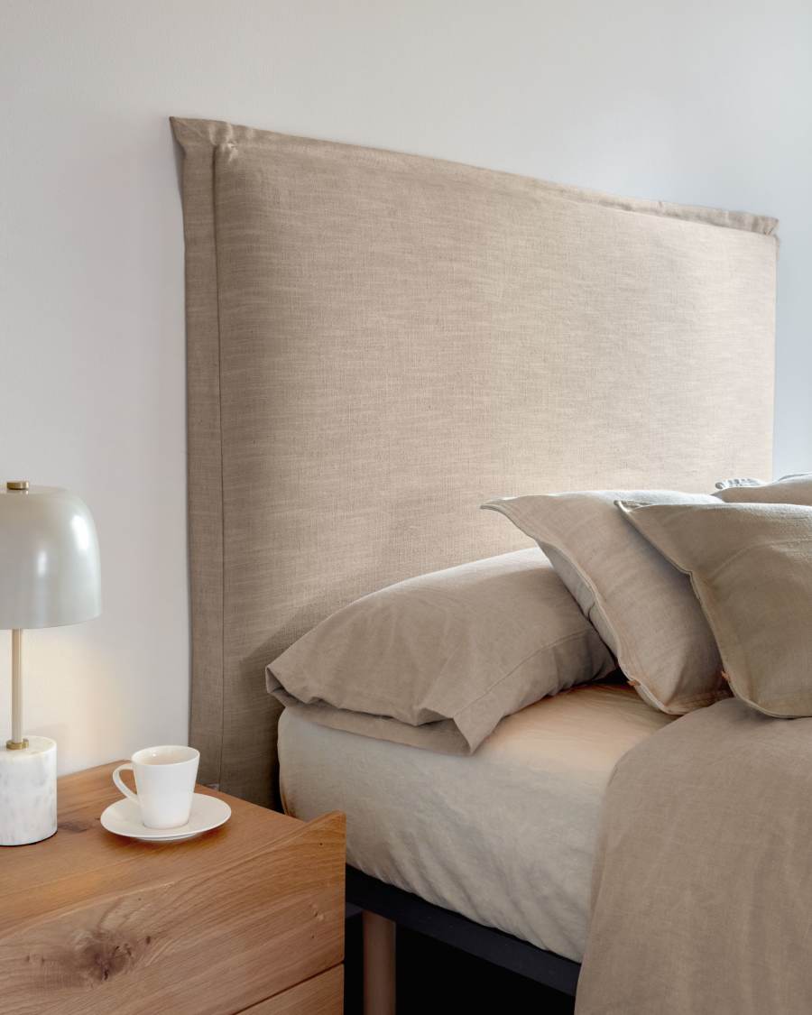 Tanit headboard with removable beige linen cover for a bed up to 200 cm