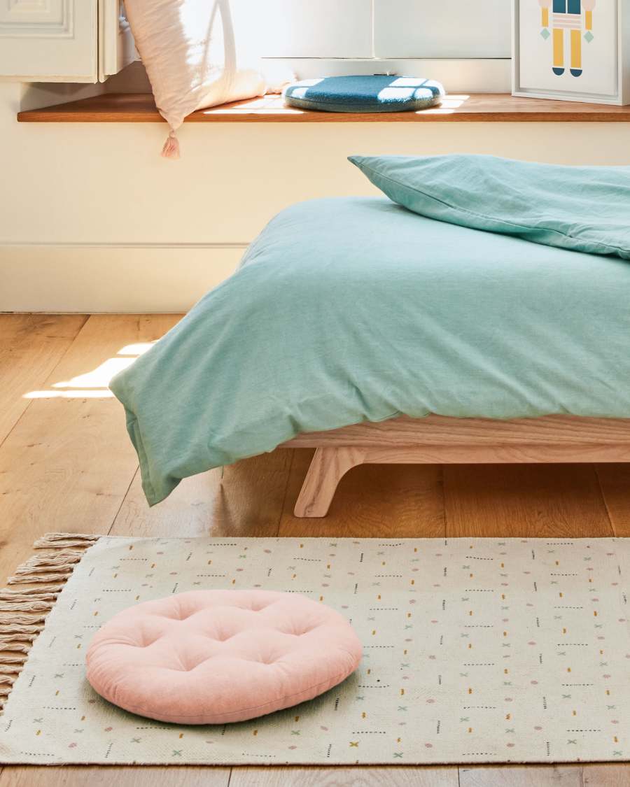 Μαξιλάρι δαπέδου Etelvina, μπλε, 100% οργανικό πιστοποιημένο βαμβάκι GOTS, Ø 35 εκ