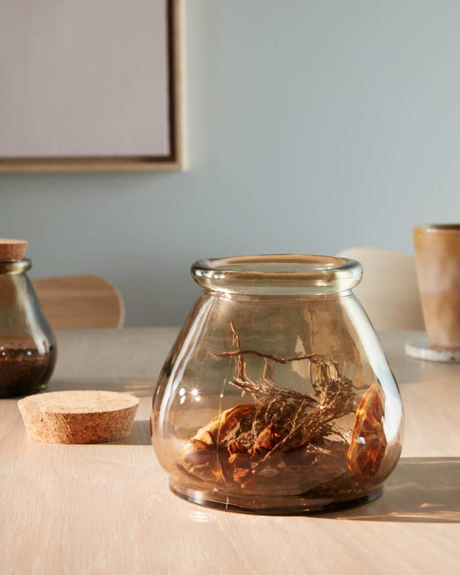 Μεγάλο γυάλινο δοχείο Rohan, 100% ανακυκλώμενο, καφέ